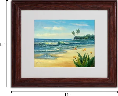 Vista 6 de Trademark Fine Art Paradise by Victor Giton - Obra de arte con marco de madera, 11 x 14 pulgadas