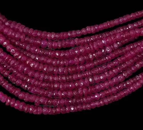 Vista 8 de Krishiv Exports - Cuentas facetadas de rubí natural raras/Cuentas facetadas de rubí/Rubí facetado Rondelle/Rubí Piedra preciosa/Rubí/16 "Strand/2.5