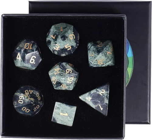 Vista 12 de rockcloud Juego de 7 dados poliédricos DND de jaspe rojo