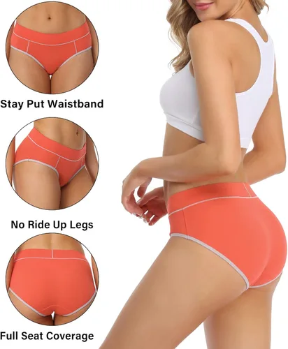 Vista 2 de wirarpa - Ropa interior elástica de algodón para mujer cómodas de media cintura pantaletas transpirables Multipaquete