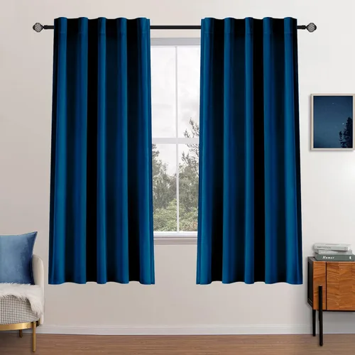 Vista 54 de MIULEE 2 paneles de cortinas de terciopelo negro de 63 pulgadas de largo, cortinas opacas de lujo para dormitorio, sala de estar, aislamiento