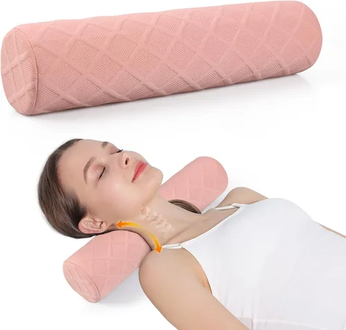 Vista 18 de Cozyhealth Almohada cervical pequeña de 3.1 pulgadas de alto, almohada cilíndrica de espuma viscoelástica suave media para dormir, soporte de cuello