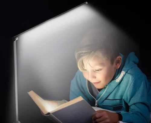Vista 6 de Lámpara LED de escritorio, lámpara de mesa regulable, lámpara de lectura con puerto de carga USB, 5 modos de iluminación, control sensible, Negro