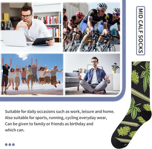 Vista 7 de Calcetines Kawaii Weed Leaf Calcetines de botas para hombre