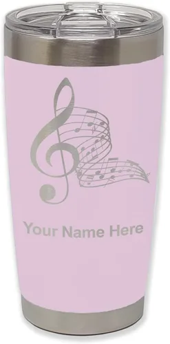 Vista 78 de LaserGram Vaso aislado al vacío de 20 onzas, notas musicales, grabado personalizado incluido (negro)