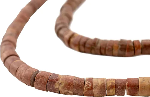 Vista 3 de Cuentas de bauxita natural, hebra completa de cuentas de piedra africana, el pecho de cuentas