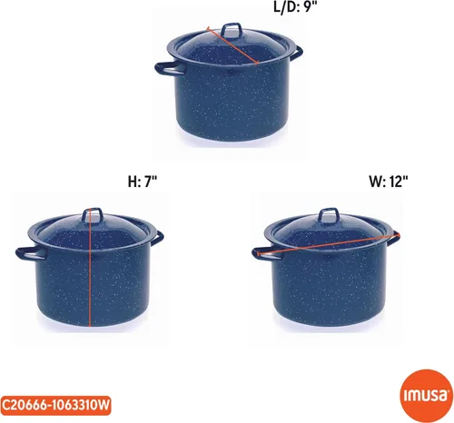 Vista 8 de IMUSA Olla esmaltada moteada azul de 6 cuartos con tapa, utensilios de cocina tradicionales mexicanos esmaltados para cocina diaria y uso