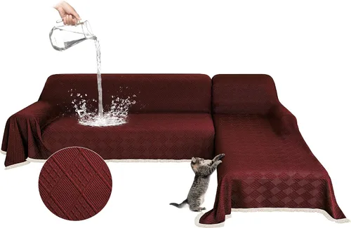 Vista 15 de Fundas impermeables para sofá modular en forma de L, 2 piezas, lavable, en forma de L, protector de muebles acolchado de jacquard para perros, Gris