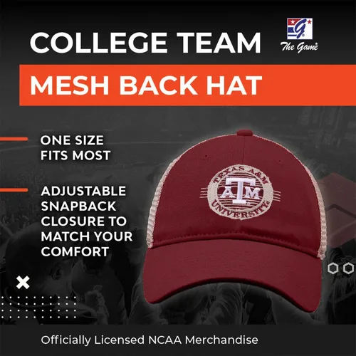 Vista 2 de The Game NCAA Snapback - Parche de malla - Comodidad clásica - Tamaño ajustable - Deja que todos sepan a qué equipo apoyas School seal patch with