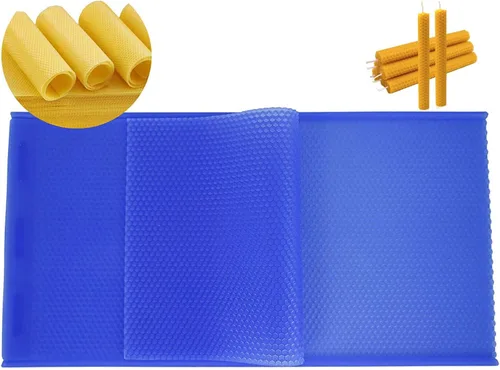 Vista 5 de Molde de hoja de base de cera de abejas de silicona, hojas de panal de abeja para hacer moldes para velas (azul)