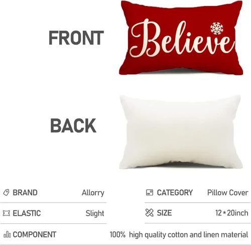 Vista 6 de RABUSOFA Fundas de almohada de Navidad de 12 x 20 pulgadas, fundas de almohada lumbares de Navidad, fundas decorativas de Navidad para exteriores