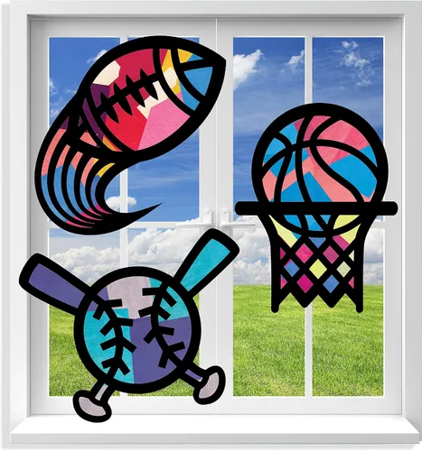 Vista 17 de Kit de atrapasueños de VHALE 3 juegos (9 recortes) con papeles de seda, efecto de vidrio manchado, kit de atrapasueños de papel, arte para ventanas