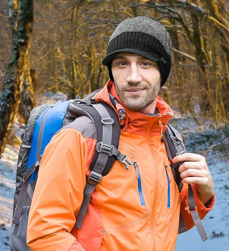 Vista 7 de Gorro de invierno para hombre con forro polar, con visera