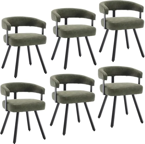 Vista 12 de DUOMAY Juego de 2 sillas de comedor de piel sintética, sillas de cocina curvadas con respaldo abierto con patas de metal, modernas sillas laterales