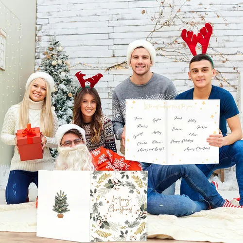 Vista 3 de Zhanmai 6 tarjetas de felicitación jumbo de Feliz Navidad de 14 x 20 pulgadas, libro de invitados gigante, tarjeta de regalo de Navidad, tarjeta