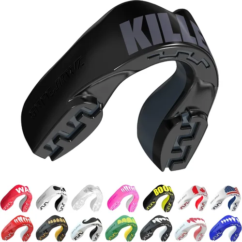 Vista 15 de SAFEJAWZ American Flag Mouth Guard, Youth Dual Layer Mouthguard with Case Bandera estadounidense