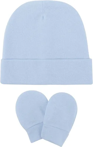 Vista 7 de BQUBO Baby Hats and Mittens Infant Cotton Beanie Gloves No Scratch Set Newborn Hospital Hat for Boys Girls 0-6 Months