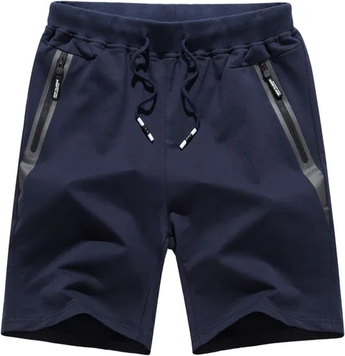 Vista 2 de CRYSULLY Pantalones cortos de algodón para hombre con bolsillos con cremallera