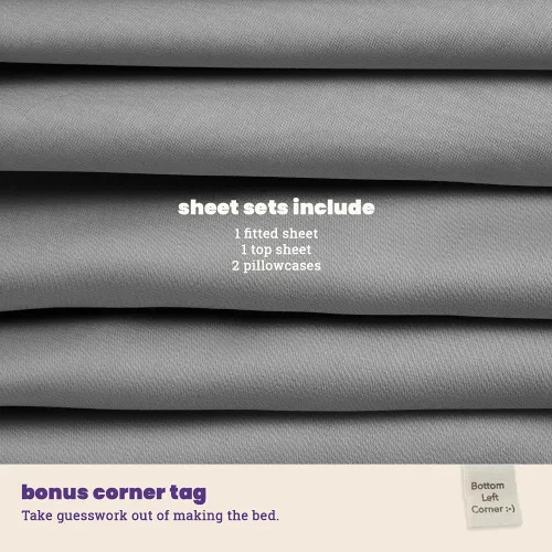 Vista 7 de Sheets & Giggles es ropa de cama. Lyocell Juego de sábanas de eucalipto, nuestras sábanas son naturalmente más suaves, más transpirables, más Gris
