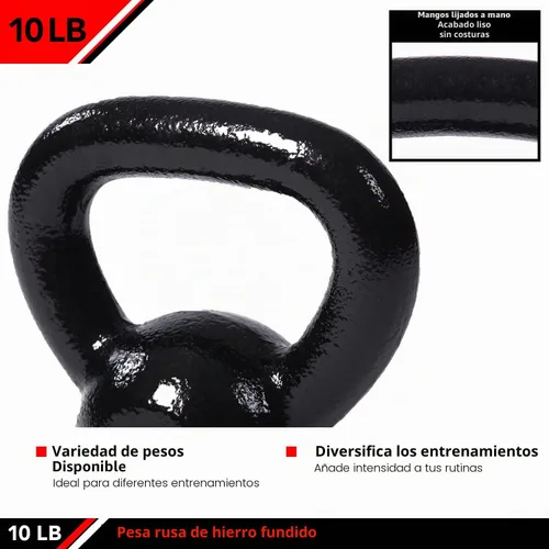 Vista 4 de JFIT Cast Iron Kettlebell – Single Weight, Flat Bottom, Polished Handle Men & Women CrossFit, Cardio & Strength Training