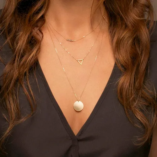 Vista 5 de Collner Collar con colgante de corazón de oro de 14 quilates para mujer, delicado collar de estrella, gargantilla de mal de ojo, collar bohemio