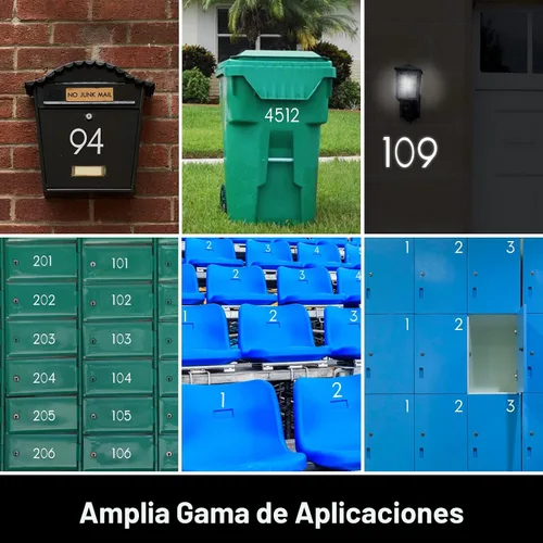 Vista 6 de 2 pulgadas Números reflectantes de buzón para exterior, 5 juegos de pegatinas numeradas con lengüetas adhesivas para fácil colocación y despegado