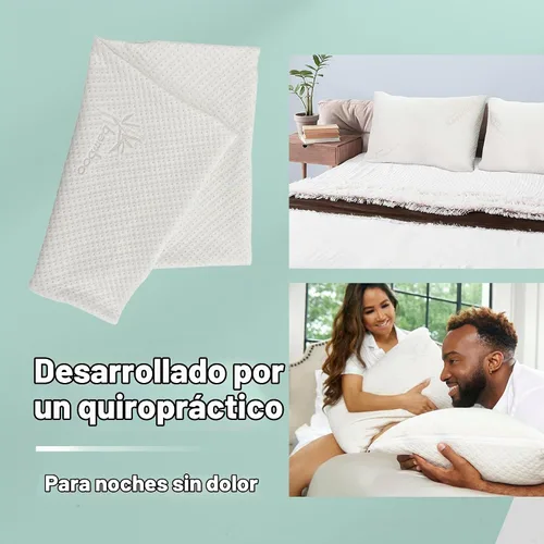 Vista 3 de Snuggle-Pedic funda de almohada extraíble con cierre de material de bambú lujoso Kool-Flow Blanco