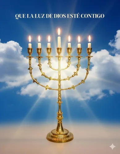 Vista 9 de The Living Branch Menorah 7450, diseño icónico, alto 16 pulgadas, menorá de latón de Israel