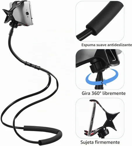 Vista 2 de LIFKOME Soporte flexible para teléfono celular en forma de U, soporte móvil manos libres, ángulo ajustable para viajes en casa y uso en el dormitorio