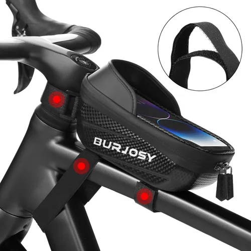Vista 7 de Bolsa impermeable para teléfono de bicicleta, bolsa para manillar de bicicleta con pantalla táctil de TPU y visera solar, bolsa para marco