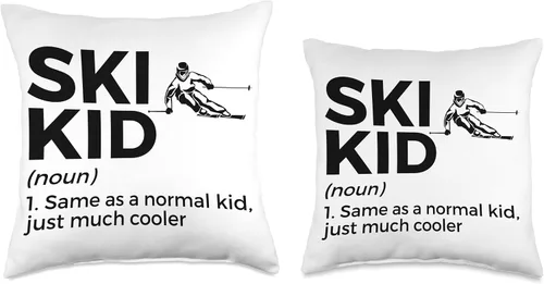 Vista 3 de Ski Funny Skiing Apparel Kid Definition - Divertida almohada de esquí para esquiadores, 16 x 16 pulgadas, multicolor