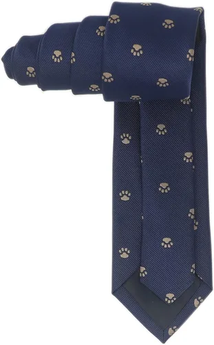Vista 5 de Corbata de patrón de huella de perro cachorro con caja de regalo Corbata de impresión de pies de perro, Marrón