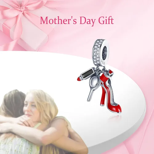 Vista 4 de 925 Sterling Silver Charms for Bracelets and Necklaces Mom Heart Beating Love Charms Gift for Christmas Valentine's Day Mother's Day Gifts for Girls