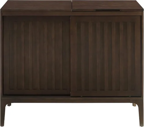 Vista 4 de Crosley Furniture Asher Media Console y soporte para tocadiscos con almacenamiento para discos de vinilo, color marrón oscuro