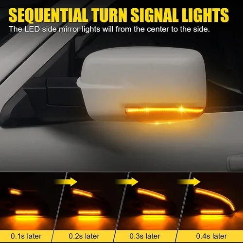 Vista 3 de Luces LED de Marcador para Espejo Lateral compatibles con Dodge Ram 1500 2500 2010-2018 Classic 2019-2021, Luces de Espejo Lateral Ram 1500