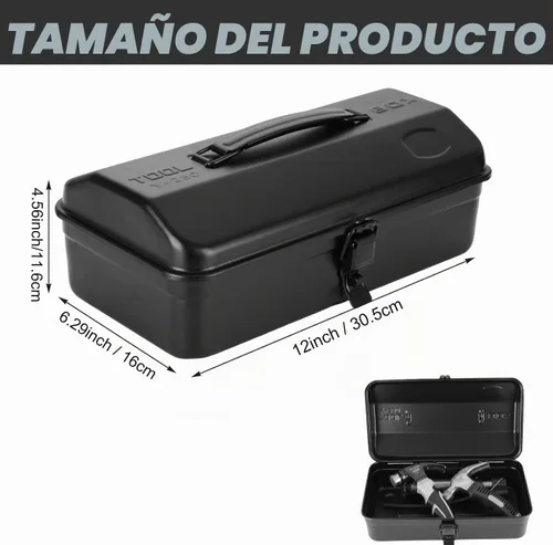 Vista 2 de JMIATRY 12Inch Black Small Tool Box Metal Mini Tool Box with Locking Latch