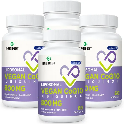 Vista 10 de Liposomal Ubiquinol CoQ10 800 MG de cápsulas blandas, suplemento de ubiquinol CoQ10 de alta absorción, coenzima Q10 activa de 800 mg, potente