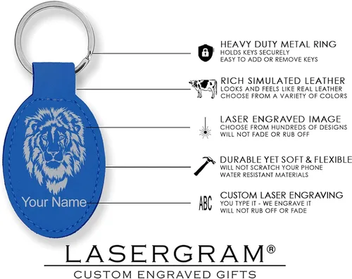 Vista 5 de LaserGram Llavero ovalado, tabla de surf, grabado personalizado incluido (azul oscuro)