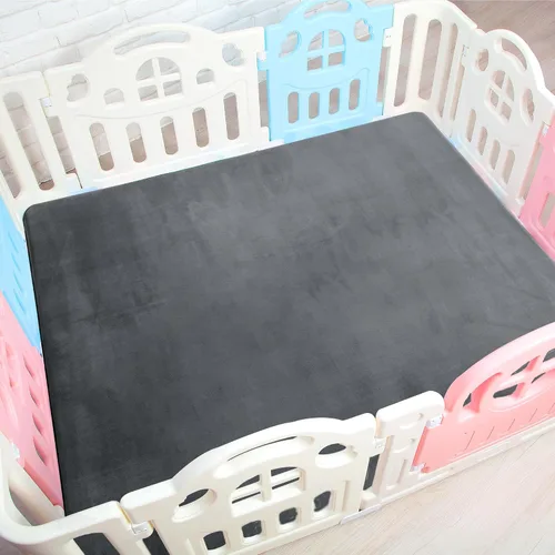 Vista 2 de BALAPET Tapete de juego de espuma viscoelástica gruesa de 74 x 50 pulgadas para corralito, tapete portátil de terciopelo súper suave para niños Gris