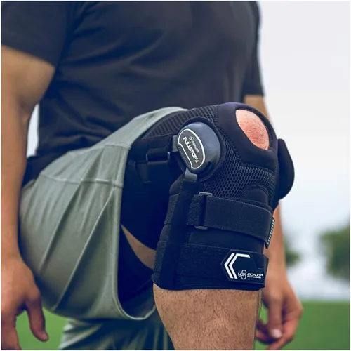 Vista 3 de DonJoy Performance Bionic rodillera de ACL de cierre completo - 4 puntos de apoyo con bisagras articuladas para protección de ligamentos, lesiones