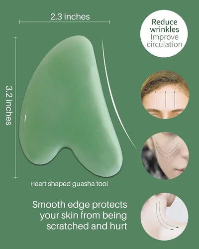 Vista 11 de MoHern 4 herramientas de masaje Gua Sha para cara y cuerpo, verde claro