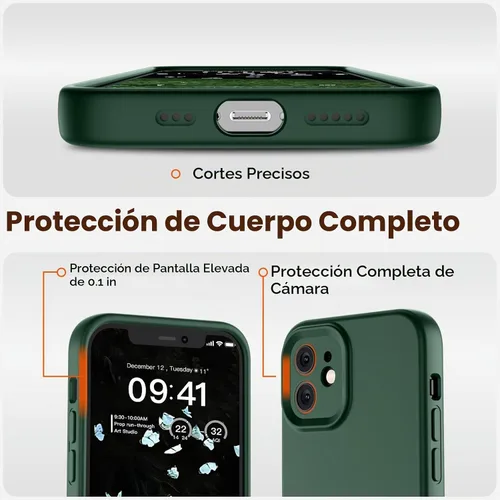 Vista 4 de SUPFINE - Funda diseñada para iPhone 12, silicona líquida premium con [forro de microfibra suave antiarañazos][protección de cámara mejorada], funda