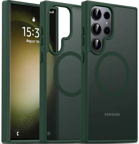 Vista 96 de Oterkin Funda magnética para Samsung Galaxy A17 mate, funda de teléfono A17 compatible con MagSafe esmerilada, translúcida, a prueba de golpes Negro