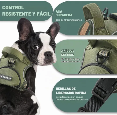 Vista 3 de Arnés sin tirones para perros pequeños, ajustable sin estrangulamiento, chaleco para mascotas con correa para perro, arnés reflectante inteligente