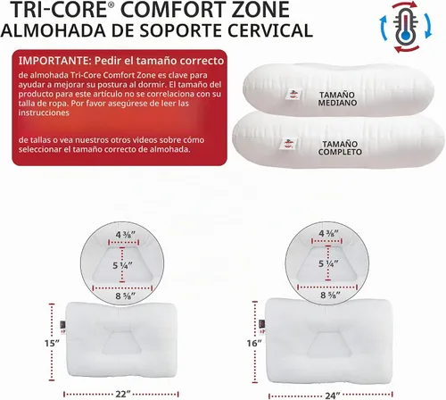 Vista 6 de Almohada cervical de enfriamiento Tri-Core para aliviar el dolor de cuello, SZ completo, suave