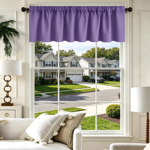 Vista 23 de Cenefa Beige Oscurecedora para Ventana, Cortina Corta con Bolsillo para Barra, Cenefa Primitiva para Sala de Estar, Baño, Guardería, Cocina, Ventana