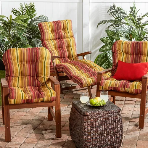 Vista 6 de Greendale Home Fashions Cojín para asiento y respaldo de exterior, 38 x 21 pulgadas, 1 unidad (paquete de 1), diseño de rayas canela