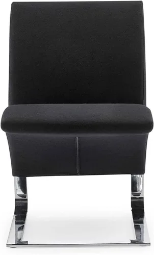 Vista 4 de Zuri Furniture Modern Bouncee - Silla de cachemira negra con base cromada pulida