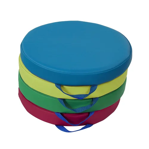 Vista 8 de Factory Direct Partners SoftScape - Cojines redondos de suelo para aula de 15 pulgadas con asas, asientos flexibles para guardería, preescolar, sala