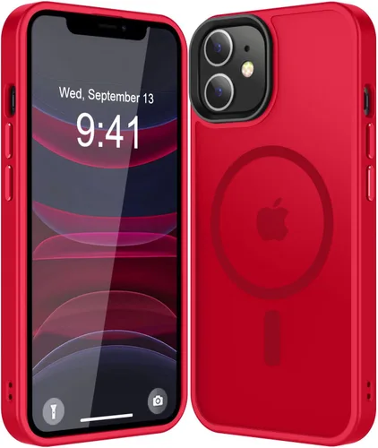 Vista 50 de Fuerte magnético para iPhone 11, compatible con Magsafe, [resistente a caídas de 13 pies] Funda trasera translúcida mate con sensación de piel